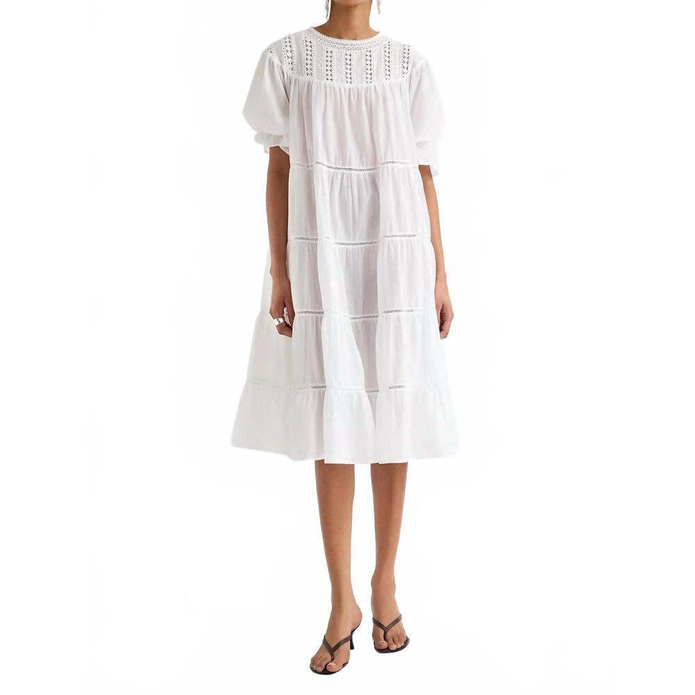 NEW MERLETTE aurora midi dress in white